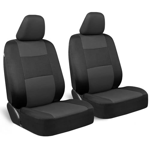 BDK PolyPro 2-Pack Front Car Seat Covers Set in Charcoal/Black - Front Seat Covers for Cars Trucks Vans SUVs Sedans, Easy to Install Front Car Seat Cover Protection, Universal Fit Car Accessories - color: Charcoal Gray