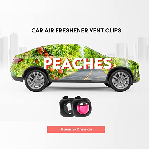 DRIVEJOY Car Air Freshener Vent Clips, 8PK, 6 Peach, 2 New Car Scent, Fresheners for Men Women, Up to 240 Days, Long Lasting Air Freshener, Odor Eliminator - color: Peach