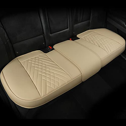 GIANT PANDA Premium PU Leather Rear Car Seat Cover Protector, Luxury Adjustable Anti-Slip Bottom Bench Seat Cover (50~55.5''),Fits 90% of Vehicles, Back Seat Cover, Beige - color: Rear Seat Beige, size: 1 Piece Standard Size