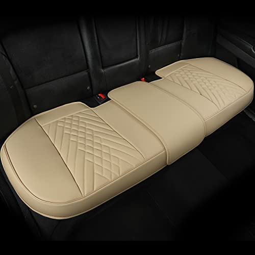 GIANT PANDA Premium PU Leather Rear Car Seat Cover Protector, Luxury Adjustable Anti-Slip Bottom Bench Seat Cover (50~55.5''),Fits 90% of Vehicles, Back Seat Cover, Beige - color: Rear Seat Beige, size: 1 Piece Standard Size