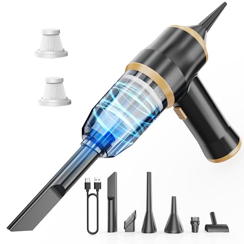 Mini Car Vacuum 15000Pa Portable Cordless Handheld Vacuum Cleaner and Air Duster with 2 Filter for Car, Sofa, Office, Pet, Home - color: Black