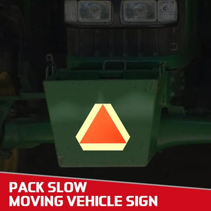 Resurhang 8 Pack Slow Moving Vehicle Triangle Sign 14 x 16 Inch Sticky Slow Moving Vehicle Triangle Sign Safety Vinyl Reflective Stickers for Cars Tractor Golf Cart Accessories