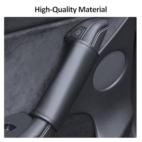 4PCS Door Handle Cover Compatible with Tesla Model Y 2020-2026 & Model 3 2020-2026 Anti-Scratch Door Handle Protector Grab Leather Soft Handle Plate for Model Y or Model 3 Accessories