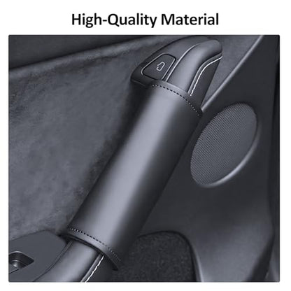 4PCS Door Handle Cover Compatible with Tesla Model Y 2020-2026 & Model 3 2020-2026 Anti-Scratch Door Handle Protector Grab Leather Soft Handle Plate for Model Y or Model 3 Accessories