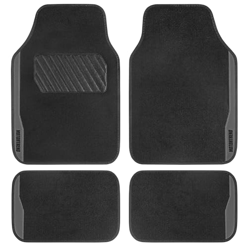 Motor Trend SpeedSeries Carpet Car Floor Mats Set - Versatile Fit for Cars, Trucks, SUVs, Vans Grey Trim Racing Design Car Mat Full Set Tapetes para Carro - Set of 4, Black & Gray Car Carpet Mats - color: Speed Series-Grey