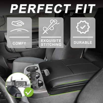 Muslogy Center Console Armrest Cover Fit for Chevy Silverado/Tahoe & GMC Sierra/Yukon 2007-2013 Accessories, Comfort Armrest Pad Console Lid Cushion Vegan Leather 1-Inch Extra Thick(Jump Seat ONLY) - size: 1) 07-13 |Slv&Tahoe&Sra&Yukon| Jump Seat, +Thick