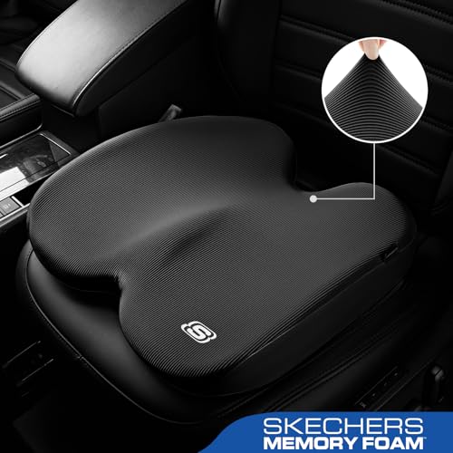 Skechers Seat Cushion, Ergonomic Memory Foam Cushion for Long Sitting Hours on Office & Home Chair, Car Seat Cushion for Sciatica, Coccyx Cushion,Black - color: Black