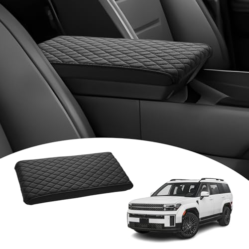 Shademax Custom for 2024 2025 2026 Hyundai Santa Fe Center Console Cover Armrest Cover Santa Fe Hybrid Accessories Arm Rest Cushion Pad Leather Middle Console Cover Armrest Seat Box Protector - size: Size for Hyundai Santa Fe 2024-2026