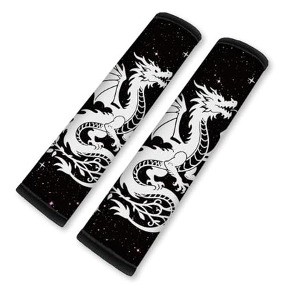 2Pcs Soft Auto Seat Belt Cover Pad Dragon White Car Seatbelt Shoulder Cushion for Comfortable Driving, Compatible with All Cars' Seatbelt and Backpack Straps - color: Dragon