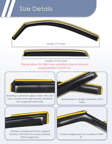 in-Channel Window Rain Guard for Toyota Tacoma 2016-2023 Double Cab Rain Guards Side Truck Window Visors Low Profile Vent Visor Window Deflectors Vent Shades Car Accessories - size: 2016-2023 Toyota Tacoma Double Cab