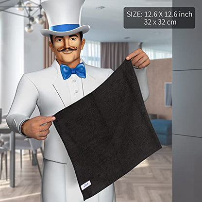 MR.SIGA Microfiber Cleaning Cloth, All-Purpose Microfiber Towels, Streak Free Cleaning Rags, Pack of 12, Black, Size 32 x 32 cm(12.6 x 12.6 inch) - color: Black
