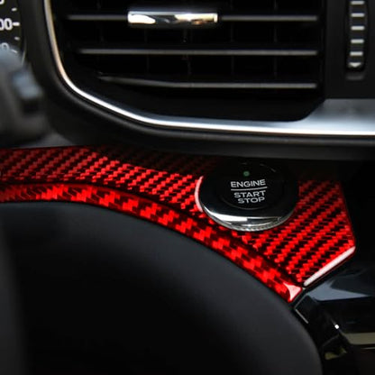 Real Red Carbon Fiber Car Driver Side Engine Start Button Side Panel Sticker Auto Interior Trim Compatible with Ford Explorer(U625) XLT/Limited/ST/Platinum/Platinum Hybrid 2020 2021 2022 2023 - color: Engine Start Button Side Panel