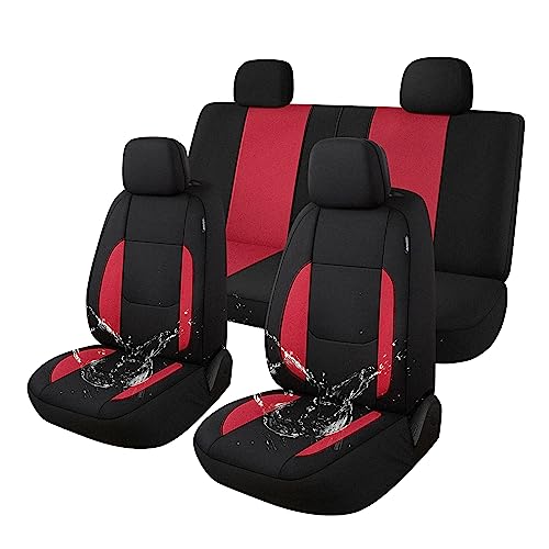 Pariitadin Waterproof Car Seat Covers Full Set, Neoprene Seat Covers for Cars, Universal Fit Interior Covers for Most Cars Sedan Van Truck SUV(Black/Red) - color: Black/Red, size: Full Set