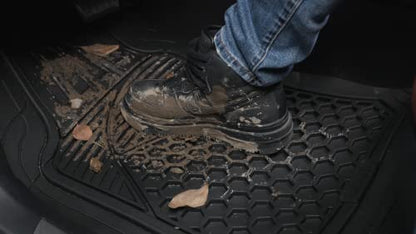 Amazon Basics Heavy Duty Thick PVC Car Floor Mats, Anti-Slip, Easy to Clean, Universal Trim-to-Fit All-Weather for Automotive SUV Sedans Trucks, 4-Piece, Solid Black
