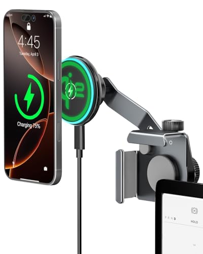 CloudValley 15W Wireless Charger Phone Mount for Tesla Model Y/3,【Extendable Metal Holder】 Compatible with iPhone MagSafe, Magnetic Adjustable Car Holder for Tesla Model 3 Highland/Y Juniper