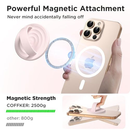 Magnetic Phone Grip Ring Holder, Liquid Silicone Magnet Cell Phone Grip Finger Loop, Compatible with Magsafe, Back of Phone for iPhone 17/16/15/14/13/12 Series, Lovely Pink - color: Lovely Pink