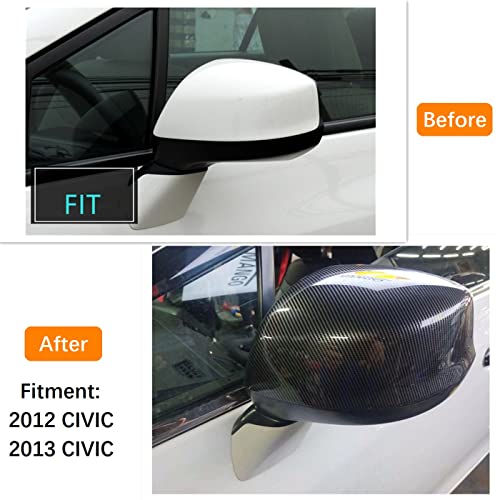 for Hon-da Civic 2012-2013 Carbon Fiber Side Mirror Cover Caps - Direct Replacement Style