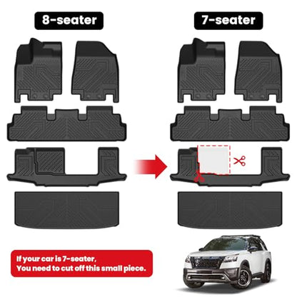 LASFIT Floor Mats & Cargo Mat for Nissan Pathfinder 7/8 Seats 2026 2025 2024 2023 2022, All Weather TPE Custom Fit Floor Liners for Pathfinder SV/SL/Platinum Car Mats & Trunk Mats Accessories, Black - size: 1)For Nissan Pathfinder | 2022-2026