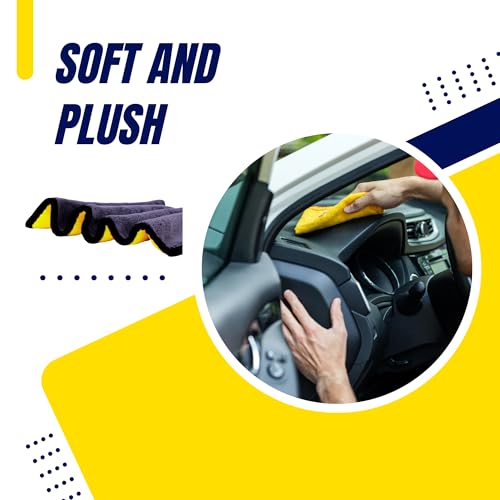 Microfiber Towels for Cars (Pack of 3) - Wash Rags with High GSM, Highly Absorbent, Soft & Lint-Free - Cleaning Rags Cloths for Car Wash Detailing Drying & Home Cleaning Supplies