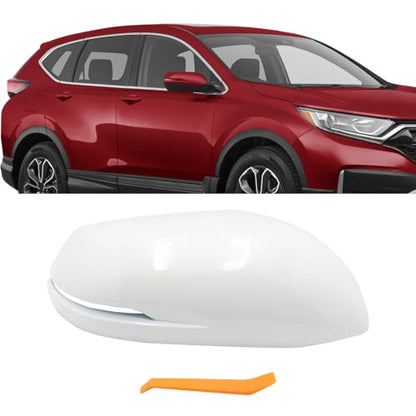 Right Passenger Side Replacement Mirror Cover Compatible with 2017-2022 Honda CR-V CRV,2016-2022 Honda HRV HR-V Side Rearview Mirror Cap Cover With Turn Signal Light Pearl （White） - size: Right White