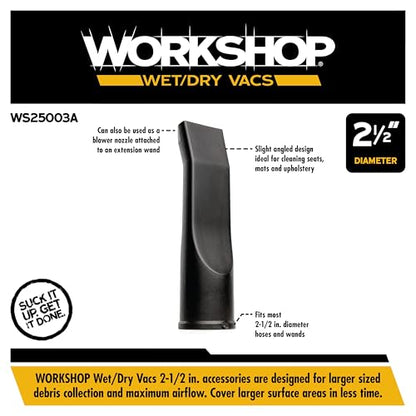 WORKSHOP Wet/Dry Vacs Shop Vacuum Accessories WS25003A Car Nozzle Attachment for Wet Dry Vacuum Cleaners, Fits 2-1/2-inch Extension Wands and Hoses - size: 2-1/2"