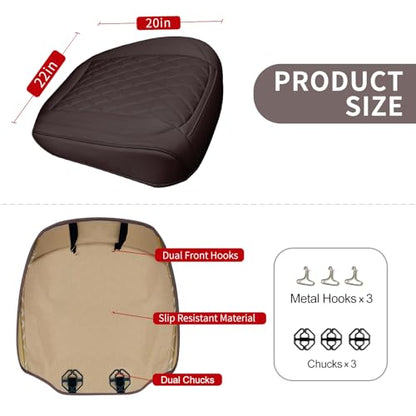 BEITK 1 Pack Leather Front Car Seat Cover Bottom Car Seat, Anti-Slip and Full Wrap Driver Car Seat Protectors, Luxury Waterproof Bottom Auto Seat Cushion Pad Mat for Most Vehicles(Coffee) - color: coffee-1pcs