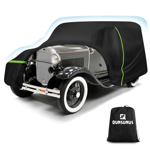 QUNSUNUS Waterproof Car Cover for Ford Model A Sedan/Convertible 1928-1931, All Weather Outdoor Car Covers with Zipper and Elastic Edges for Wind, Sun, UV and Dust Protection - size: for Ford Model A Sedan/Convertible