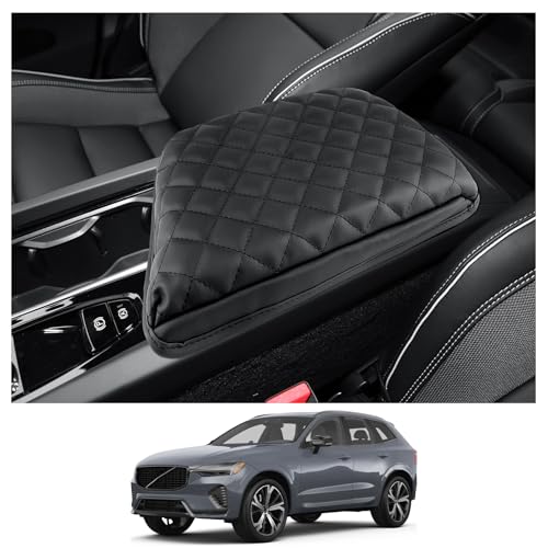 CDEFG for 2025 2026 Volvo XC60 Center Console Cover, for 2018-2025 2026 Volvo XC60 Accessories Armrest Cover Middle Console Pad Arm Rest Cushion Leather - color: Thick Pad for XC60