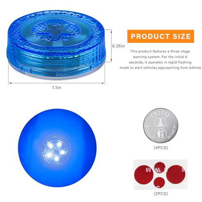 4 PCS Wireless Car Door LED Warning Lights, 5 LED Roadside Strobe Lamp for Anti Rear End Collision, Universal Flashing Safety Signal Light for Sedans SUVs Trucks Vans (Blue) - color: Blue
