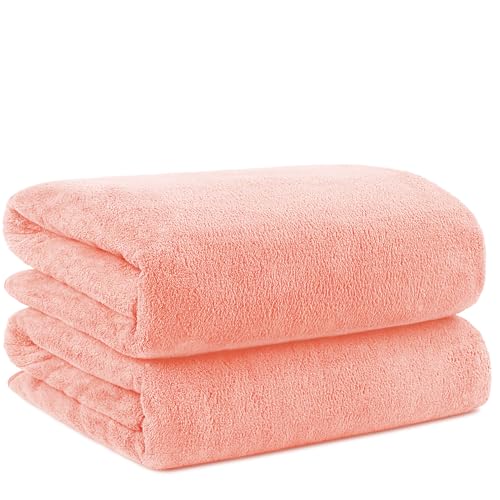 Orighty Microfiber Bath Towels Pack of 2(27'' x 54'') - Soft Feel, Highly Absorbent, Quick Drying for Body, Sport, Yoga, SPA, Fitness - Pink - color: Pink, size: 2 Pack Bath Towels