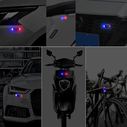 2Pack Solar Simulated Dummy Warning Lamp, Mini Anti-Theft LED Red Blue Flashing Alarm Security Car Fake Alarm Lamp,Automotive Interior Emergency Strobe Light for Bike Car Night Driving