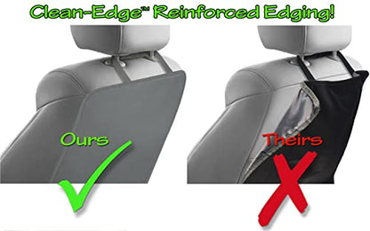 Luxury Clean-Edge Kick Mat - Seat Back Protector and Seat Cover with Invisible Strap and Stiff Edging (1 Mat)