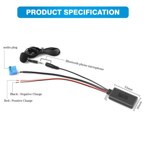Audio Aux Adapter with Microphone, Audio AUX Adapter Compatible with BMW Z4 E85 2003-2008, Compatible with BMW Z4 E86 2003-2008, Compatible with Mini Cooper R50 2003-2006