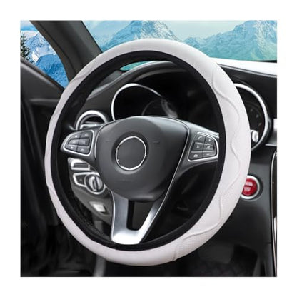 zipelo Elastic Stretch Steering Wheel Cover, Microfiber Breathable Ice Silk, Universal 15 Inch Anti-Slip Car Steering Wheel Protector, Warm in Winter and Cool in Summer for Women (Style2-White) - color: Style2-White