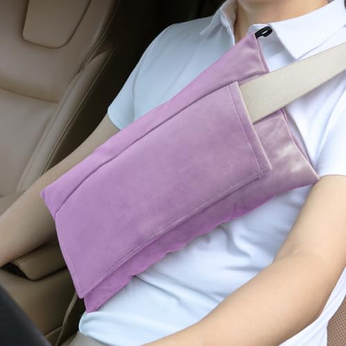 Super Soft Seatbelt Pillow, Seat Belt Pillow for Mastectomy Post-Surgery, Seat Belt Cushion for Heart Surgery Recovery, Hysterectomy Abdominal Incision Recovery Seatbelt (Lavender, Large) - color: Lavender