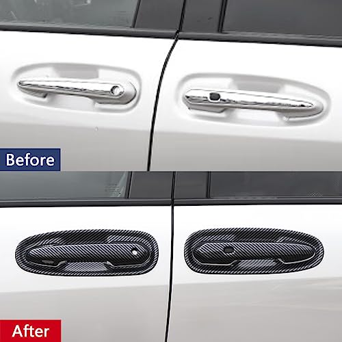 Car Accessories Fit for Toyota Sienna 2021 2022 2023 2024 2025 2026 Exterior Door Handle Bowl Protector Cover Trims (Carbon Fiber) ABS 8 PCS