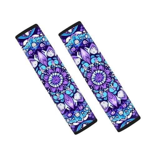 Universal Car Seat Belt Pads Cover,Purpe Mandala Seat Belt Shoulder Strap Covers Harness Pad for Car/Bag,Soft Comfort Helps Protect You Neck and Shoulder from The Seat Belt Rubbing(2 Pack) - color: Purple Mandala