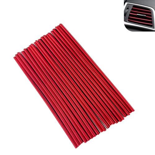 20Pcs Car Vent Trim Strip, Reflective DIY Chrome AC Vent Outlet Decorating Strip, Waterproof Bendable Trim Line, Universal Car Interior Modification Accessory (Red) - color: Red