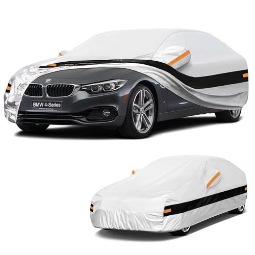 10 Layers Car Cover Custom Fit for BMW 4Series (2013-2026) F32, F33, F36, G22, G23, G26, Waterproof All Weather for Automobiles, Outdoor Full Cover Sun Dust Rain Protection with Cotton. Silver - size: Custom Fit for BMW 4-Series