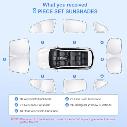 8pcs Car Window Shades for Hyundai Santa Fe 2013-2018 Accessories,Windshield Side Rear Full Sunshade,Sun Visor UV Blocking, Privacy Protection and Blackout for Camping Outdoor - size: for Hyundai Santa Fe2013-2018