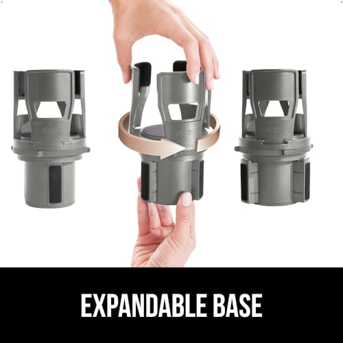 GORILLA GRIP Patent Pending Adjustable Car Cup Holder Expander, Keeps Water Bottle Secure, Expands to Fit 18 to 48 oz Large Bottles, Yeti, Owala, Stanley with Handle, Coffee Mug Insert for Cars, Gray - color: Gray