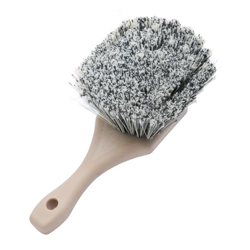 Nanoskin Professional 8.5-Inch Gentle Surface Cleaning Brush with Durable Salt & Pepper Polystyrene Bristles, Compact Short Handle, Resistant to Acids/Detergents, Perfect for Car Detailing & Home Use - size: 8.5"