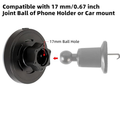 15W Magnetic Wireless Charging Phone Holder with 17mm Ball Socket for MagSafe, Universal Replacement for Car Air Vent, Dashboard, Windshield Phone Holders | Strong Magnet, 360° Rotation - style: Wireless Charging