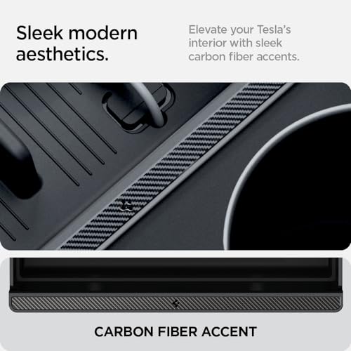 Spigen Non-Slide Center Console Organizer (Expanded Capacity) for Tesla Model Y Juniper (Only Premium & Performance 2025/26) and Model 3 Highland (Standard, Premium & Performance 2024/25/26) - size: Center Console Organizer (Expanded)