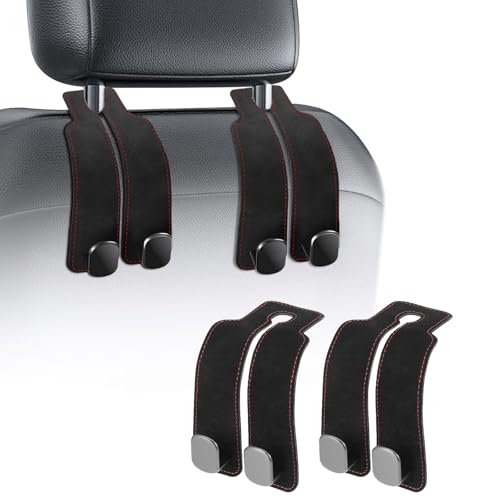 SeatHooker Leather Car Headrest Hangers, Car Headrest Hooks for Purse and Bags, 2-in-1 Leather Car Seat Back Storage Hook, Anti-Slip Purse Holder for Car, Supports Up to 50 lbs (Black-2 Pack) - color: Black-2 pack