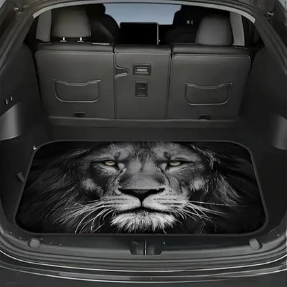 Universal Car Trunk Mat 29" x 39", Animal Black Lion All Weather Trunk Protection Cargo Liner, Durable Cargo Mat Rear Trunk Liner, Stylish Vehicle Interior Accessories Suitable for Most Car Models - color: Animal Black Lion