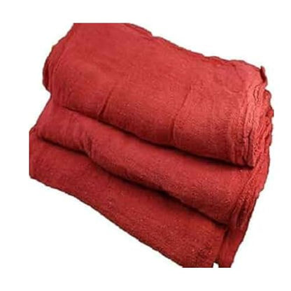 White & Red Shop Towels – Reusable Cotton Rags, Lint-Free & Heavy – Duty Cleaning Towels for Garage, Auto & Industrial Use (100, Red) - color: Red