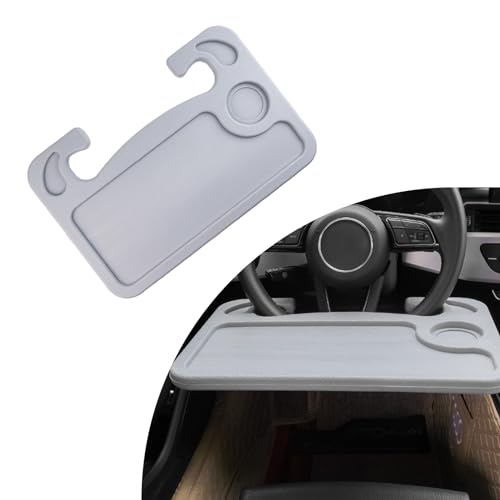 Dickno Car Steering Wheel Desk, Multipurpose Auto Steering Wheel Tray with Drink Holder, Steering Wheel Food Tray for Eating, Universal Vehicle Travel Accessories for Constant Travelers (Gray) - color: Gray