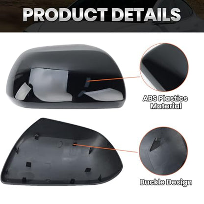 Compatible with 2012-2020 Toyota Sienna Right Side Mirror Cover Cap, Black Passenger Side Clip-on Mirror Cap Replacement Without Turn Signal Light Replaces for 87915-08021-C2 - color: Right Black