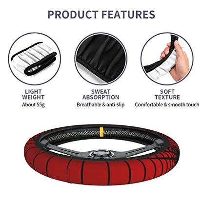 Red Spider Web Steering Wheel Cover Universal 15 Inch Cute Car Accessories Protector for Women Men - color: Red Spider Web